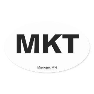 Airport Code - Mankato, Minnesota Oval Sticker
