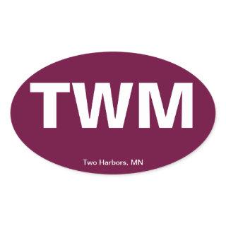 Airport Code - Two Harbors, Minnesota Oval Sticker