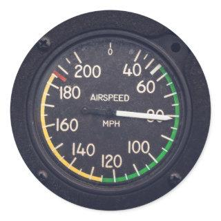 Airspeed Gage Classic Round Sticker