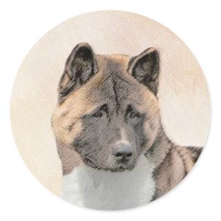 Akita Painting - Cute Original Dog Art Classic Round Sticker