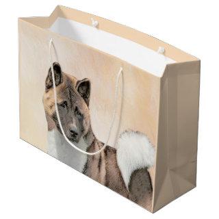 Akita Painting - Cute Original Dog Art Large Gift Bag