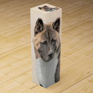 Akita Painting - Cute Original Dog Art Wine Box