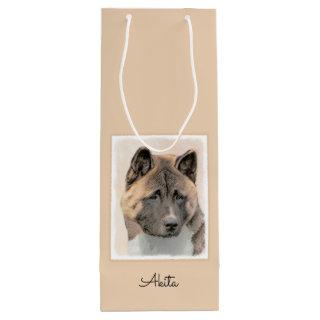 Akita Painting - Cute Original Dog Art Wine Gift Bag