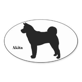 Akita SIlhouette Oval Sticker