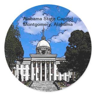 Alabama State Capitol in Montgomery (Cartoon) Classic Round Sticker