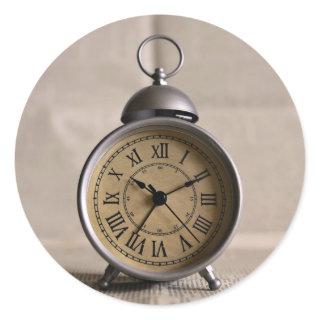 Alarm clock with roman numerals classic round sticker