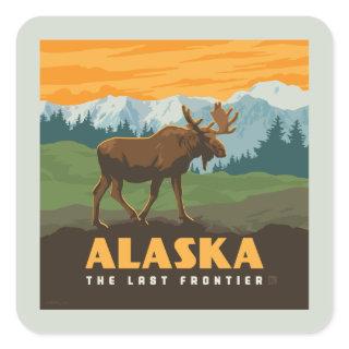 Alaska | Frontier Moose Square Sticker