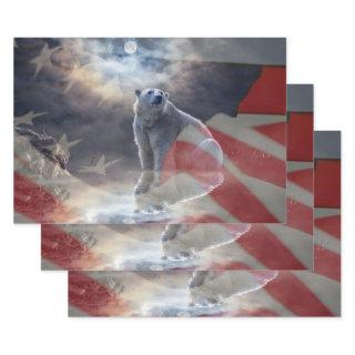 Alaskan Polar Bear American Flag  Sheets