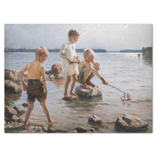 Albert Edelfelt - Boys Playing on the Shore Tissue Paper