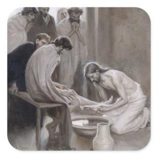 Albert Edelfelt - Jesus Washing Feet of Disciples Square Sticker