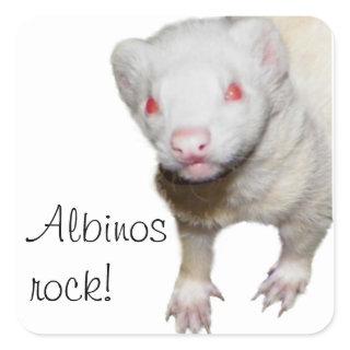 Albino Ferret Picture Square Sticker