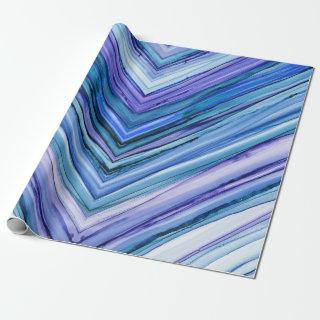 Alcohol Ink Watercolor Stripes Amethyst Dusty Blue