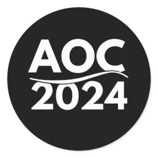 alexandria ocasio cortez 2024, aoc 2024, aoc butto classic round sticker