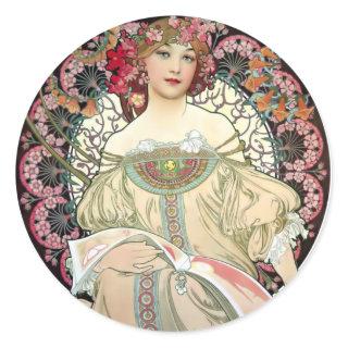 Alfons Mucha Reverie 1897 Classic Round Sticker