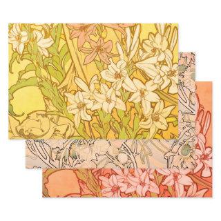 Alfonse Mucha Art Nouveau lily flowers  Sheets