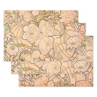 Alfonse Mucha Art Nouveau Peonies  Sheets