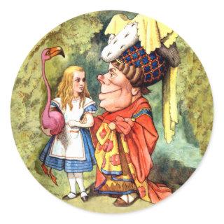 Alice and the Duchess Play Flamingo Croquet Classic Round Sticker