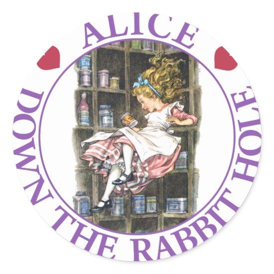 ALICE DOWN THE RABBIT HOLE CLASSIC ROUND STICKER