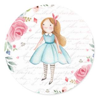 Alice in Onederland 1st Birthday Tea Party Favor Classic Round Sticker