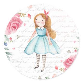 Alice in Onederland 1st Birthday Tea Party Favor Classic Round Sticker