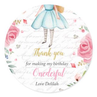 Alice in Onederland 1st Birthday Tea Party Favor Classic Round Sticker