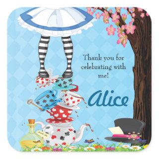 Alice in Wonderland Birthday Favor Stickers
