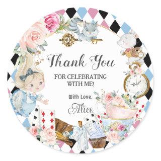 Alice in Wonderland Birthday High Tea Party  Classic Round Sticker