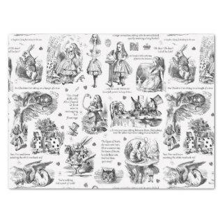Alice in Wonderland Black White Toile Quotes Tissue Paper
