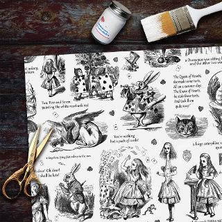 Alice in Wonderland Black White Toile Quotes Tissue Paper