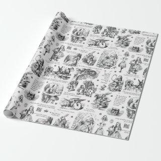 Alice in Wonderland Black White Toile Quotes