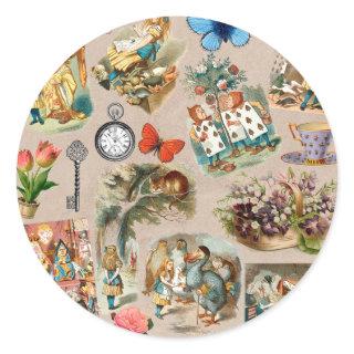 Alice in Wonderland Cheshire Cat Characters Classic Round Sticker