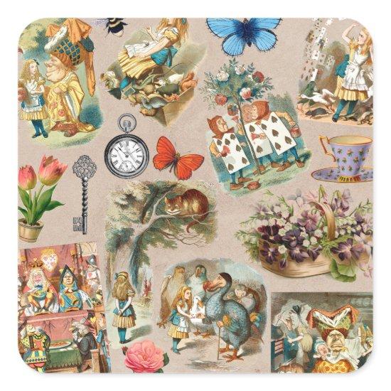 Alice in Wonderland Cheshire Cat Characters Square Sticker