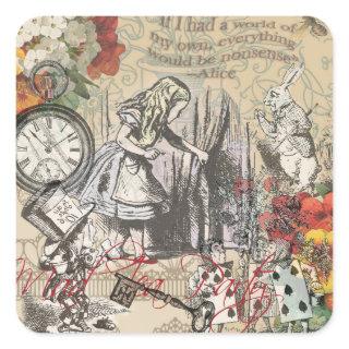 Alice in Wonderland Curtain Nonsense Square Sticker