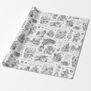 Alice in Wonderland Gray Toile Quotes