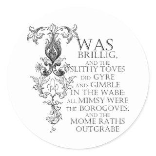 Alice In Wonderland Jabberwocky Poem Round Sticker
