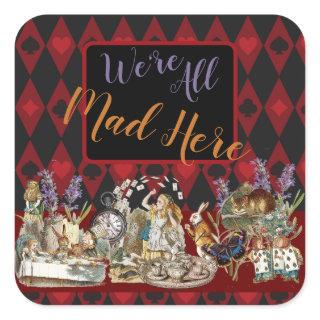 Alice in Wonderland Mad Cheshire Cat Square Sticker