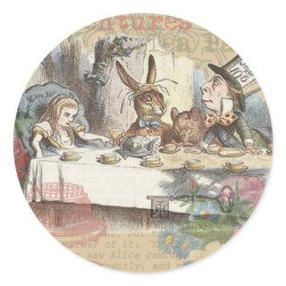 Alice in Wonderland Mad Tea Party Art Classic Round Sticker