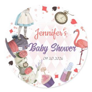 Alice in Wonderland Onederland Baby Shower  Classic Round Sticker