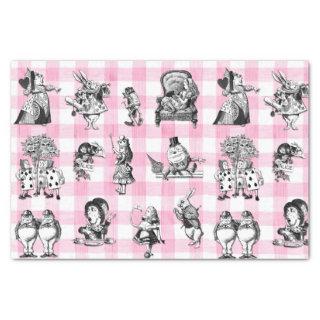 Alice In Wonderland, pink and white gingham Tissue Paper