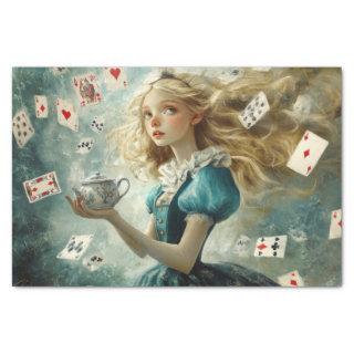 Alice in Wonderland Playing Cards Teapot Decoupage Tissue Paper