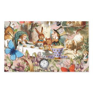 Alice in Wonderland Tea Party Art Rectangular Sticker