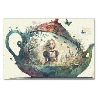 Alice in  Wonderland Tea Pot Decoupage Tissue Paper