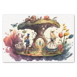 Alice In Wonderland Watercolor Decoupage Tissue Paper