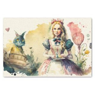 Alice in wonderland watercolor rabbit decoupage tissue paper
