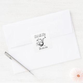 Alice in Wonderland Wedding Save the Date Square Sticker