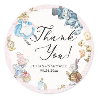 Alice in Wonderland Whimsical Shower Classic Round Sticker