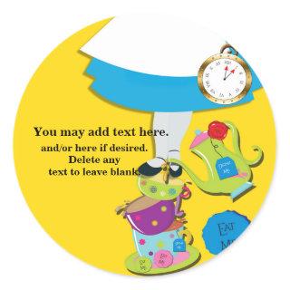 Alice in Wonderland Whimsical Tea Cups Party Favor Classic Round Sticker