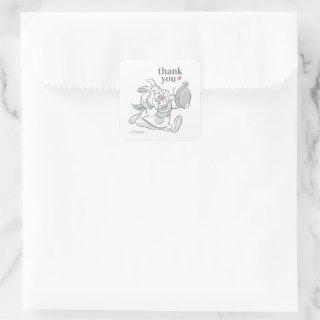 Alice in Wonderland's White Rabbit Thank You Square Sticker