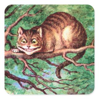 Alice Meets The Cheshire Cat in Wonderland Square Sticker