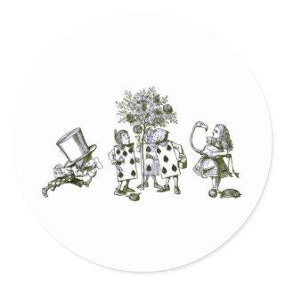 Alice & the Wonderland Gang in Blue Tint Classic Round Sticker